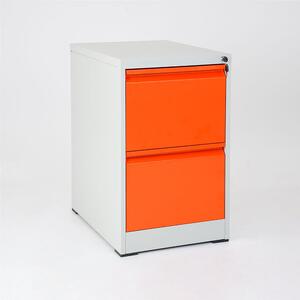 Cassettiera porta documenti con 2 cassetti e serratura Dimensioni 460x620x h720 mm Struttura in metallo verniciato - Piedini antiscivolo - finitura arancione