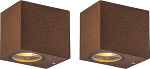 Set di 2 applique industriali color ruggine IP44 Baleno I