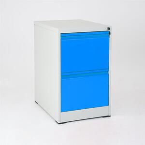 Cassettiera porta documenti con 2 cassetti e serratura Dimensioni 460x620x h720 mm Struttura in metallo verniciato - Piedini antiscivolo - finitura Blu