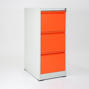 Cassettiera porta documenti con 3 cassetti e serratura Dimensioni 460x620x h 1023 mm Struttura in metallo verniciato - Piedini antiscivolo - finitura arancione