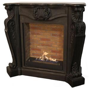 Casa Padrino Caminetto liberty con bruciatorenero 127,5 x 48,5 x h. 111 cm - Magnifico camino a bioetanolo con decorazioni nobili e decori in pietra - qualità