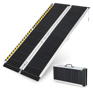 Costway Rampa per carrozzina con piastra di transizione e superficie antiscivolo, Rampa per soglie per gradini 152,5x74x8cm