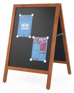 Lavagna a cavalletto bifacciale magnetica finitura teak Dimensioni 68x78 cm - superficie magnetica nera bifacciale, scrivibile e cancellabile FINITURA dark wood