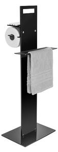 Piantana Porta asciugamani e Portarotolo da Bagno In Plexiglass CALIPSO TOILET STAND Dimensioni 31x23x h 86 cm - peso 1,9 kg Colore Nero