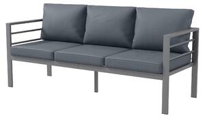 Divano da Giardino 3 Posti con Cuscini per Seduta e Schienale 185x66x64 cm in Alluminio Grigio