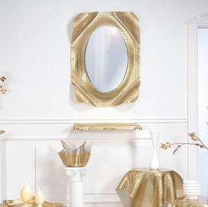 Specchio rettangolare posizionabile Verticale o Orizzontale in Plexiglass Linea DRAPPEGGI Paglia di Vienna , 72x11x h 95 cm - Colore Oro