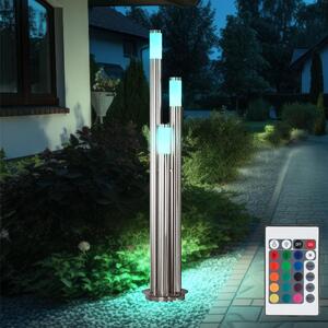 Lampada da terra LED RGB, acciaio inox, dimmerabile, telecomando, H 170 cm