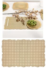 Tovaglietta Rettangolare TASTY Plexiglass Gold Paglia di Vienna Linea DRAPPEGGI, 30x45x h 0.3 cm - 0,3 kg Colore Oro