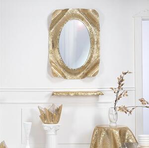 Specchio rettangolare posizionabile Verticale o Orizzontale in Plexiglass Linea DRAPPEGGI PIZZO Dimensioni , 72x11x h 95 cm - Colore Oro
