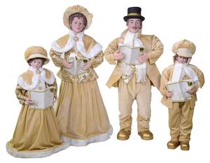 Famiglia cantori in Tessuto oro set 4pz cm 21x15xh70