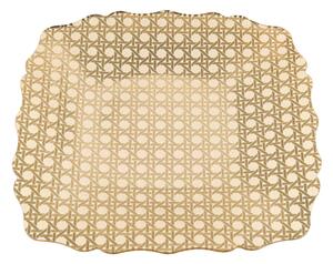 Sottopiatto Quadrato TASTY BIG Plexiglass Gold Paglia di Vienna Linea DRAPPEGGI, 37x37x h 2 cm - 0,3 kg Colore Oro