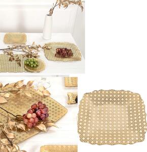 Sottopiatto Quadrato TASTY SMALL Plexiglass Gold Paglia di Vienna Linea DRAPPEGGI, 27x27x h 2 cm - 0,2 kg Colore Oro