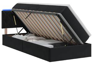 Letto a castello con contenitore LED vidaXL con materasso, nero, 90 x 200 cm, velluto