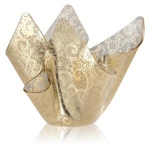 Vaso Forma Iconica in Plexiglass SLIM LEAVERS Linea DRAPPEGGI PIZZO , 22x22x h 21 cm - 0,2 kg Colore Oro