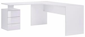 Scrivania Angolare 180/160x60x75cm cm New Selina Bianco Lucido e Ardesia