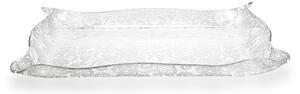 Vassoio Rettangolare Porta bicchieri, tazzine SMALL Plexiglass PIZZO Paglia di Vienna Linea DRAPPEGGI PIZZO , 41x31x h 5 cm - 0,2 kg Colore Trasparente /Bianco
