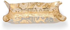 Vuotatasche quadrato portapane dolci Plexiglass Gold Linea DRAPPEGGI PIZZO , 23x23x h 3 cm - 0,25 kg Colore Oro