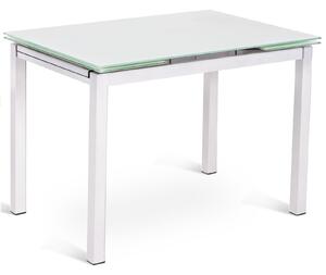 E-STYLO Tavolo Allungabile Top in vetro temperato Gambe in metallo verniciato a colore Allunghe interne in vetro temperato,75cm X 110/170cm H. 75cm,Top: bianco allunghe: bianco gambe: bianco