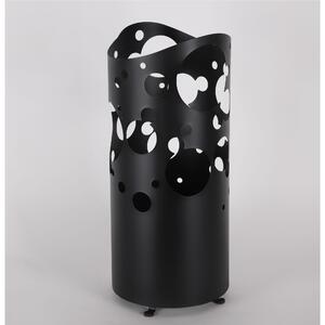 Portaombrelli design moderno Struttura in metallo tagliata al laser BIG BOLLE Dimensioni 25x25xh 57 cm con piedini rialzati e vaschetta raccogli acqua colore Nero