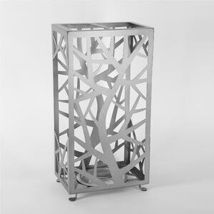 Portaombrelli in metallo rettangolare lavorazione alberi e rami intrecciati di una foresta Dimensioni 30x20xh 56 cm due posti GHISA METALLIZZATO
