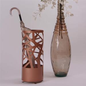 Portaombrelli in metallo ROTONDO lavorazione Design AUTUNNO Dimensioni 25xh 56 cm disegni a taglio laser rami intrecciati colore Rame METALLIZZATO