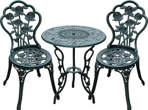 Outsunny Bistroset Set da giardino 3 pz. Set di mobili da balcone in alluminio fuso verde antico