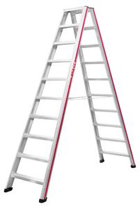 Scala a pioli Hymer, accessibile da entrambi i lati, 2x10 gradini, altezza verticale 2,30 m, altezza massima raggiungibile 3,83 m, peso 13,7 kg