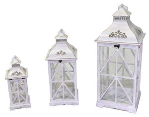 Set 3 Lanterne in Legno in Metallo sbiancato quadro