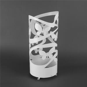 Porta ombrelli design moderno Struttura in metallo tagliata al laser FARFALLE Dimensioni 25x25xh 57 cm con piedini rialzati e vaschetta raccogli acqua Colore Bianco