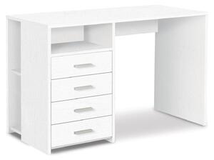 Scrivania da Ufficio 4 Cassetti 120x76x55 cm Bianco Fiammato