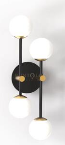 Kevin-a lampadario da parete 4 luci struttura nero e ottone spazzol