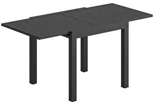 Tavolo da Giardino a Doghe Allungabile 80-160x80x75 cm per 4-6 Persone in Alluminio Nero