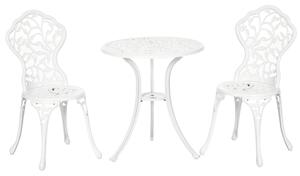 Set Tavolino e 2 Sedie da Giardino in Alluminio Bianco