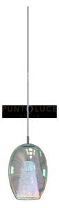 Iride-p sospensione 1 luce con struttura cromo e vetro iridescete a