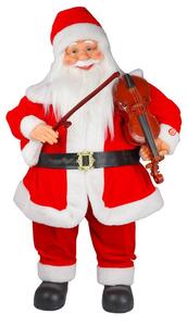 Pupazzo Babbo Natale H80 cm con Violino Luci e Suoni Rosso
