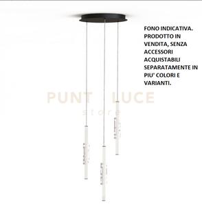Kira-s3 sospensione base tonda nera 3 luci a led diffusori bianchi 