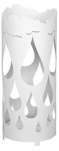 Porta ombrelli design moderno Struttura in metallo tagliata al laser POP GOCCIA Dimensioni 20xh 49 cm con piedini rialzati e vaschetta raccogli acqua Colore Bianco