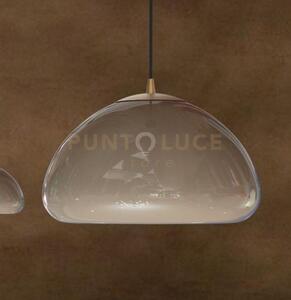 Luxor-t sospensione 1 luce in vetro tortora con particolare in otto