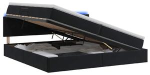 Letto a castello con contenitore LED vidaXL con materasso, nero, 200 x 200 cm, velluto