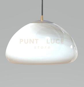 Luxor-b sospensione 1 luce in vetro bianco con particolare in otton