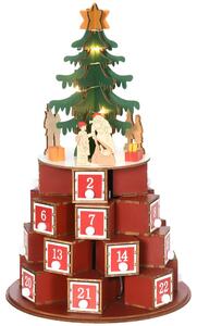 Calendario Avvento di Natale a Cono 22x22x35 cm Con 10 Luci a LED in Compensato