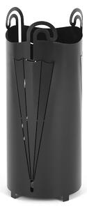 Portaombrelli moderno in metallo tagliata al laser OMBRELLO Dimensioni 20x20xh 49 cm con piedini rialzati e vaschetta raccogli acqua colore Nero