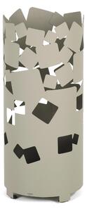 Portaombrelli design moderno Struttura in metallo tagliata al laser BIG BOLLE Dimensioni 25x25xh 57 cm con piedini rialzati e vaschetta raccogli acqua colore Tortora