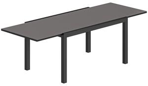 Tavolo da Giardino Allungabile 140-240x90x75 cm in Alluminio e Vetro Nero
