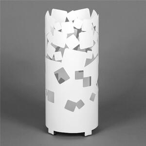 Portaombrelli design moderno Struttura in metallo tagliata al laser BIG BOLLE Dimensioni 25x25xh 57 cm con piedini rialzati e vaschetta raccogli acqua colore Bianco