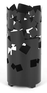 Portaombrelli design moderno Struttura in metallo tagliata al laser MATERIA Dimensioni 25x25xh 57 cm con piedini rialzati e vaschetta raccogli acqua colore Nero