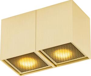 QAZQA - Design Design-Spot I Faretto I Faretto da soffitto I Faretto da soffitto I Faretto I Lampada I Lampada Oro I Ottone 2 luci-fiamma - Qubo Miele I Soggiorno I Camera da letto - Alluminio Rettangolare - LED