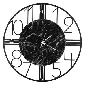 Orologio da parete in Metallo RUOTA in Marmo CARRARA con quadrante nero Dimensioni 52xh 52cm lancette ARGENTO colore Nero Pastello