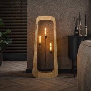 ZIJLSTRA Lampada da terra Woodframe, a 3 luci, legno di mango, naturale