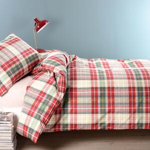 Sacco Copripiumino Con Federe Singolo Rosso Tartan Caleffi Home, In Cotone Caleffi
